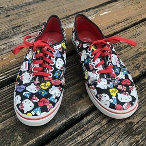 Vans Off The Wall Black Red White Hello Kitty Sneakers Womens Sz 7 Mens Sz 5.5